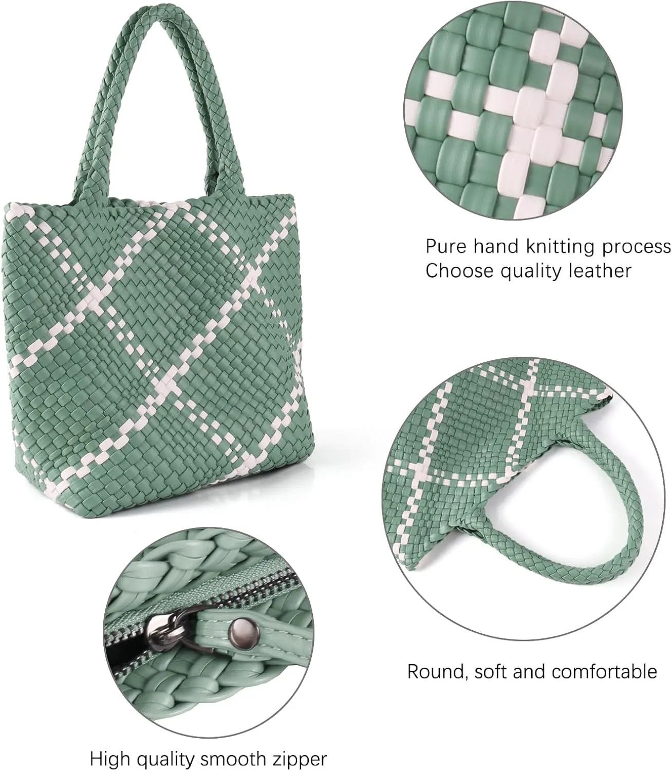 Woven Bag for Women Vegan Leather Tote Bag Large Summer Beach Travel Handbag and Clutch Retro Handmade Shoulder Bag