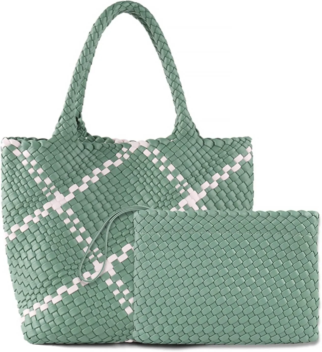 Woven Bag for Women Vegan Leather Tote Bag Large Summer Beach Travel Handbag and Clutch Retro Handmade Shoulder Bag