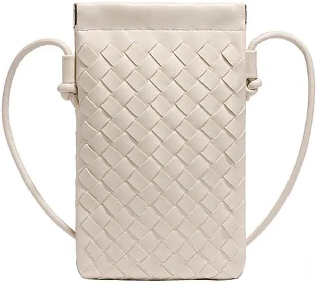 Woven Small Crossbody Phone Bag for Women Small Vegan Leather Purse