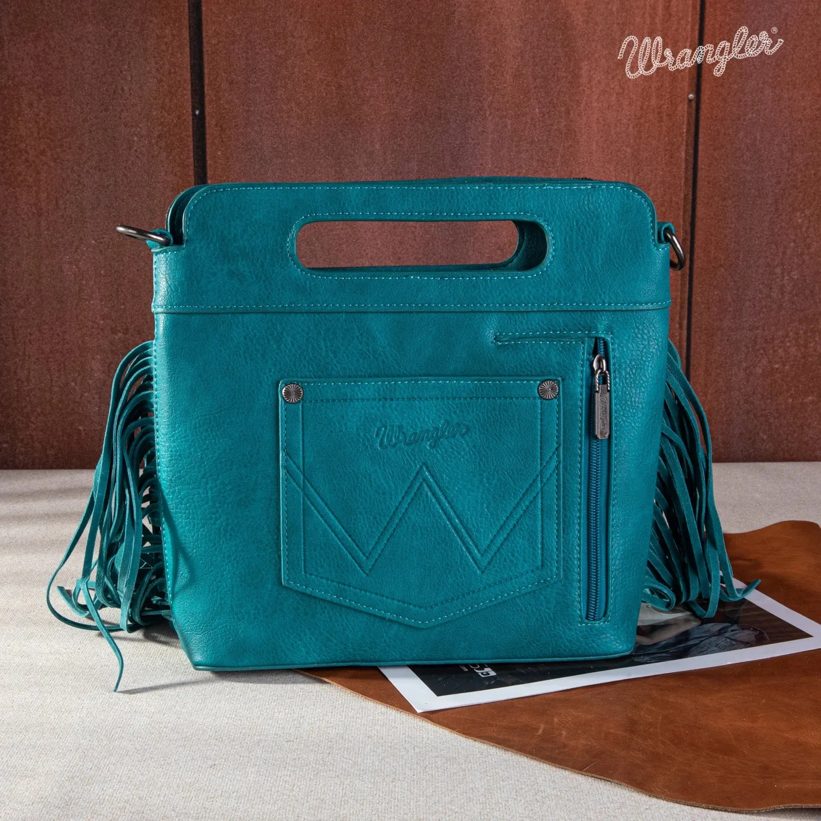 Wrangler Women Bag Boot Scroll Western Crossbody Purse Turquoise