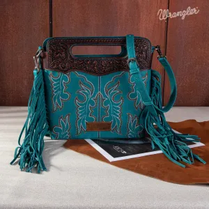Wrangler Women Bag Boot Scroll Western Crossbody Purse Turquoise