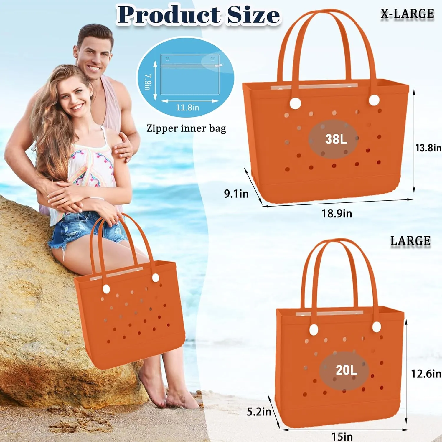 X-Large Rubber Tote Bag Waterproof Beach Washable Handbag Storage Bags Durable Modern Travel SportsTote Bag