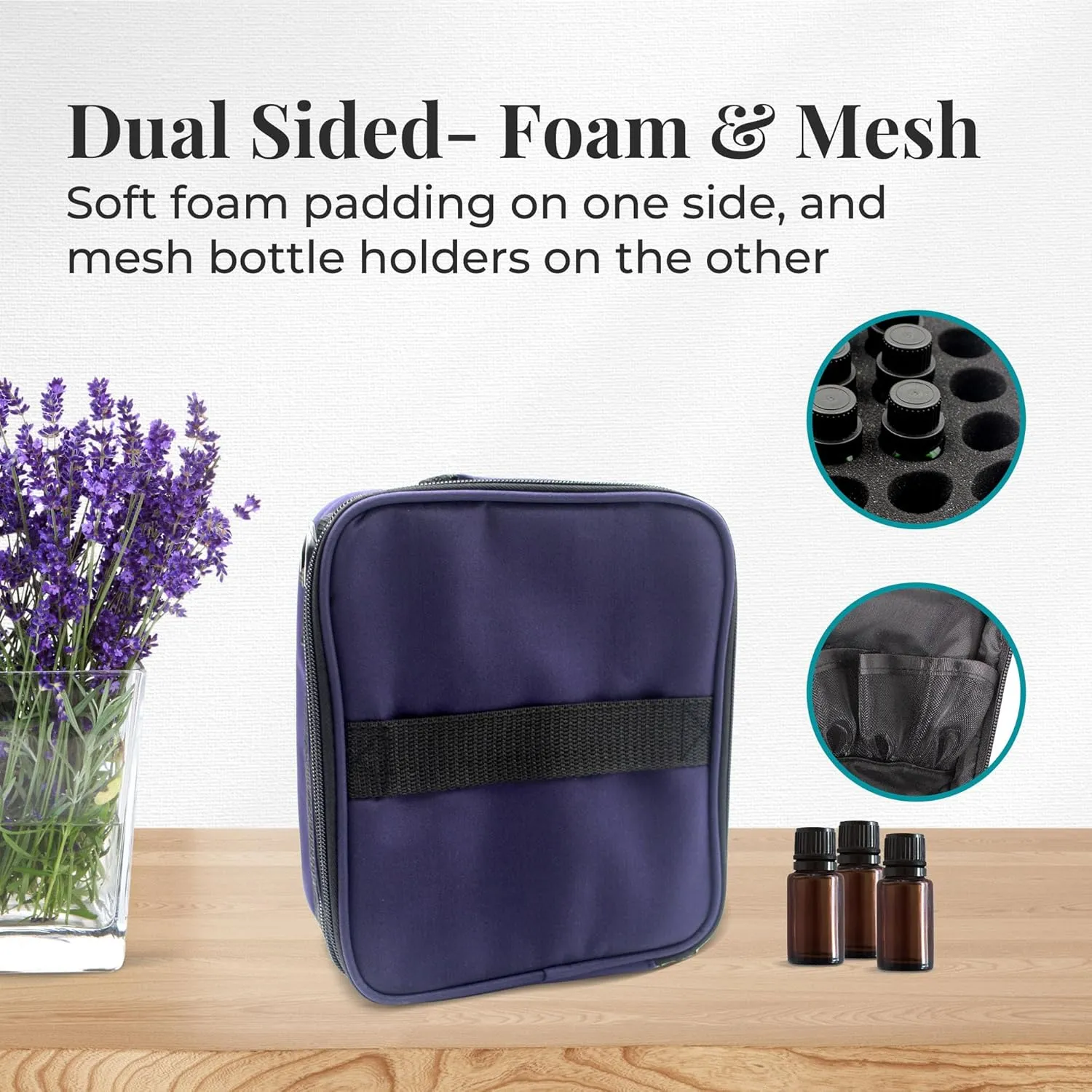Your Oil Tools Versatile Essential Oil Storage Carrying Case- Holds 42 Bottles for 5ml, 10 ml, 15ml, 20ml and 100ml- Essential Oil Travel Case Storage Bag with Handle and Shoulder Straps – Eggplant