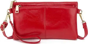 ZOOEASS Triple Zip Small Crossbody Bag Lightweight Purses Vegan Leather Wristlet Clutch, Includes Adjustable Shoulder