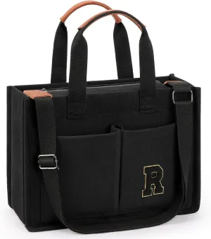 ZORFIN Canvas Tote Bag for Women with Zipper and Pockets Crossbody Work Laptop Book Bag for Travel College Gift